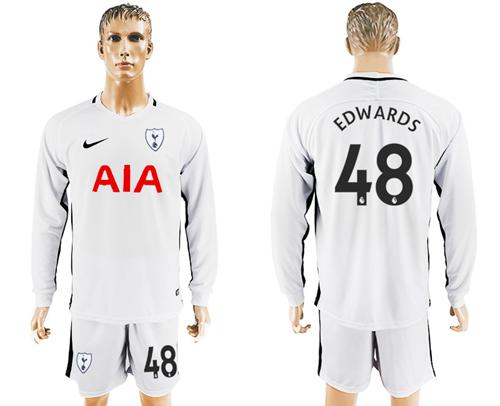Tottenham Hotspur #48 Edwards Home Long Sleeves Soccer Club Jersey - Click Image to Close